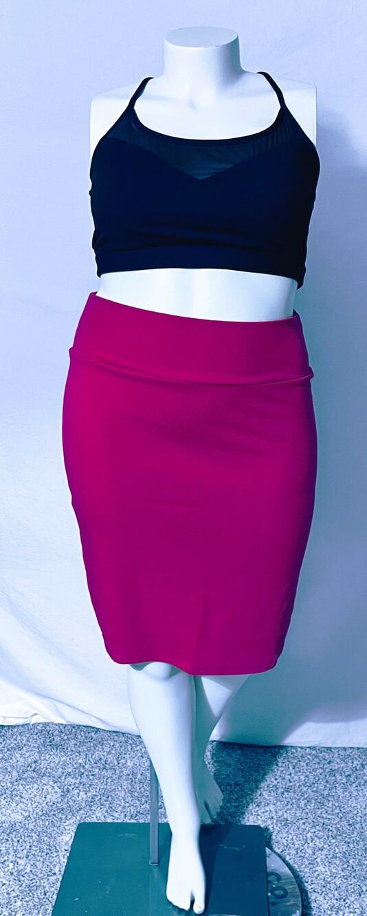 LuLaRoe Women 3XL Cassie Pencil Skirt Magenta Pink Textured Stretch Knit Bodycon
